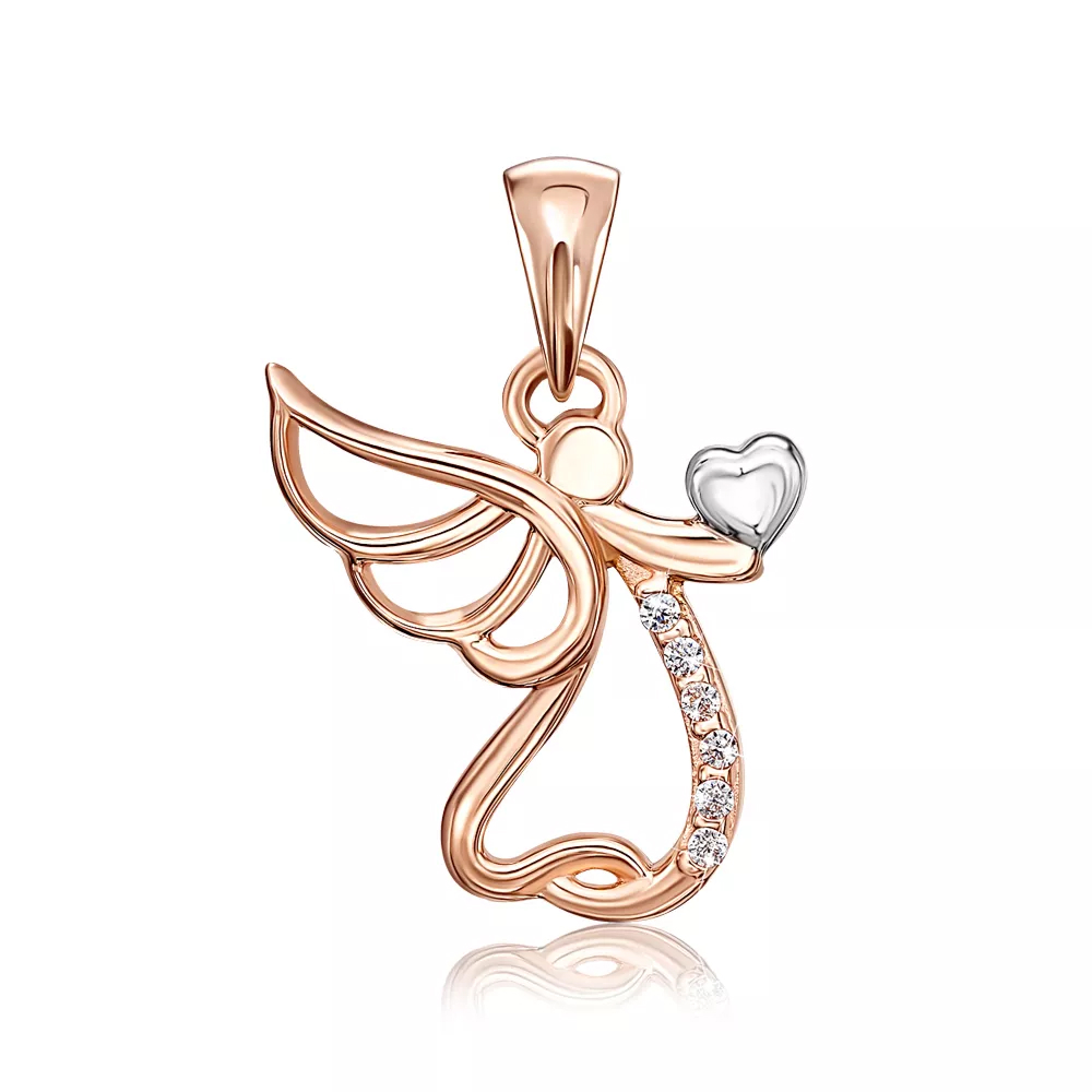 Golden pendant "Angel" with cubic zirconia