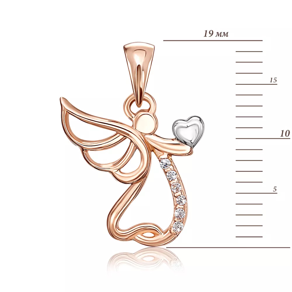 Golden pendant "Angel" with cubic zirconia