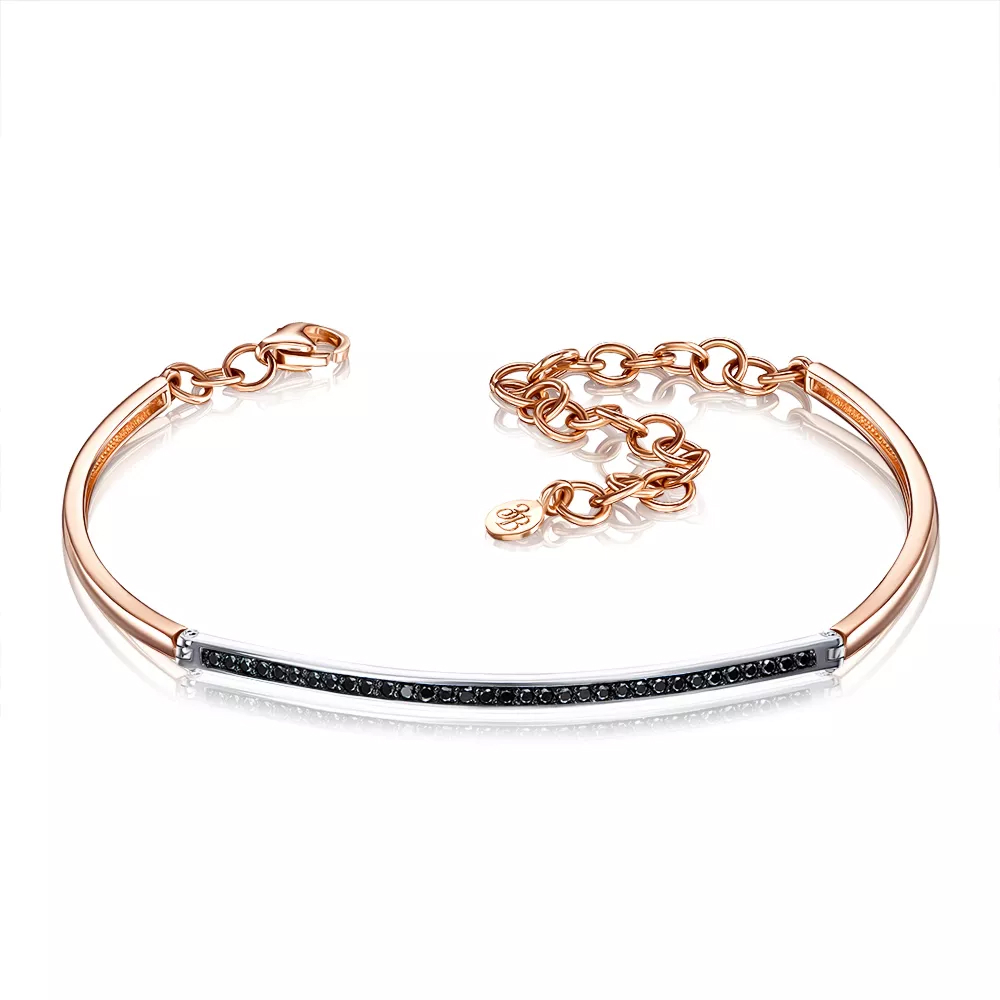 Gold bracelet with black diamonds