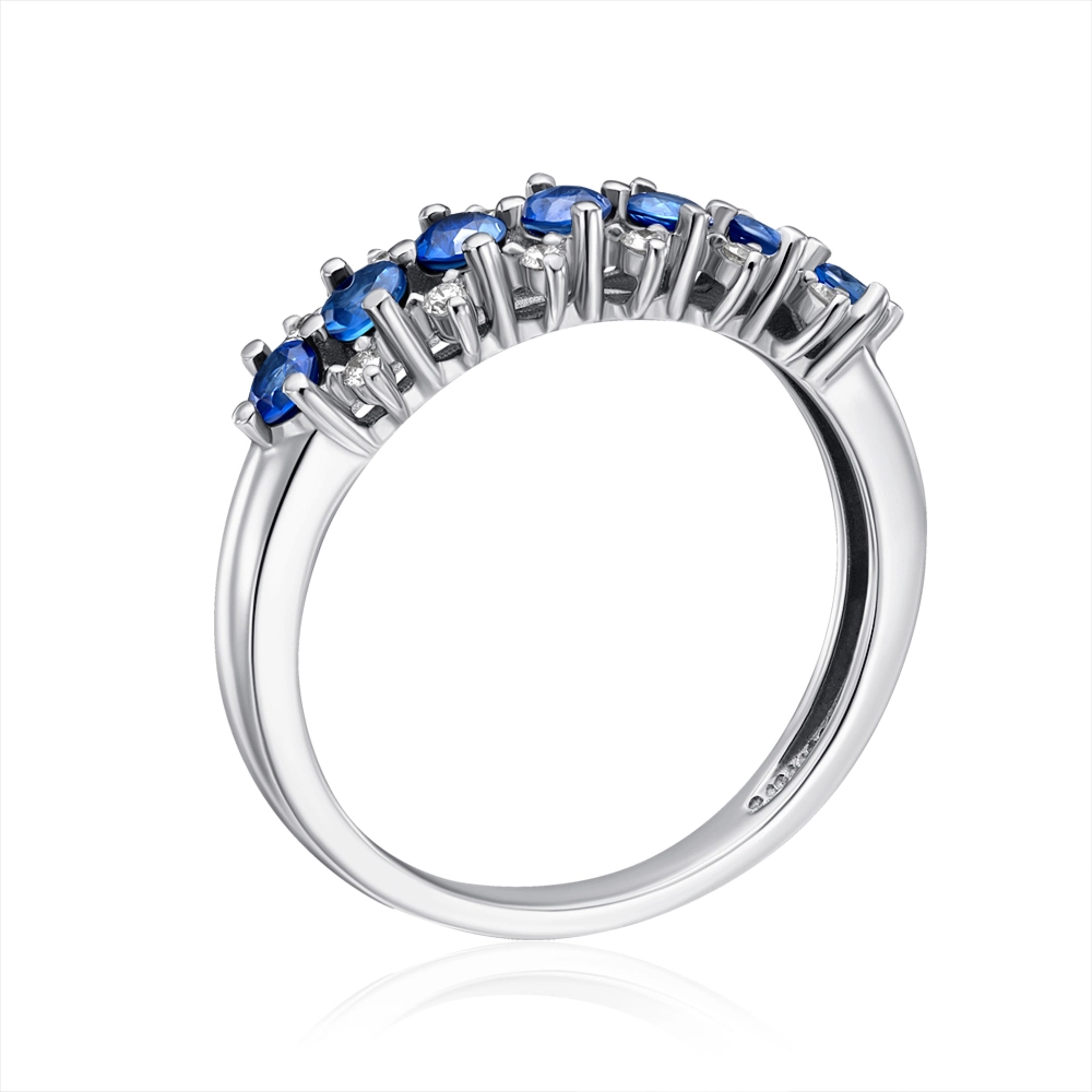 Gold ring with diamonds and sapphires