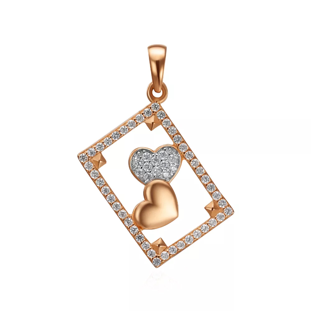 Gold pendant with cubic zirconia