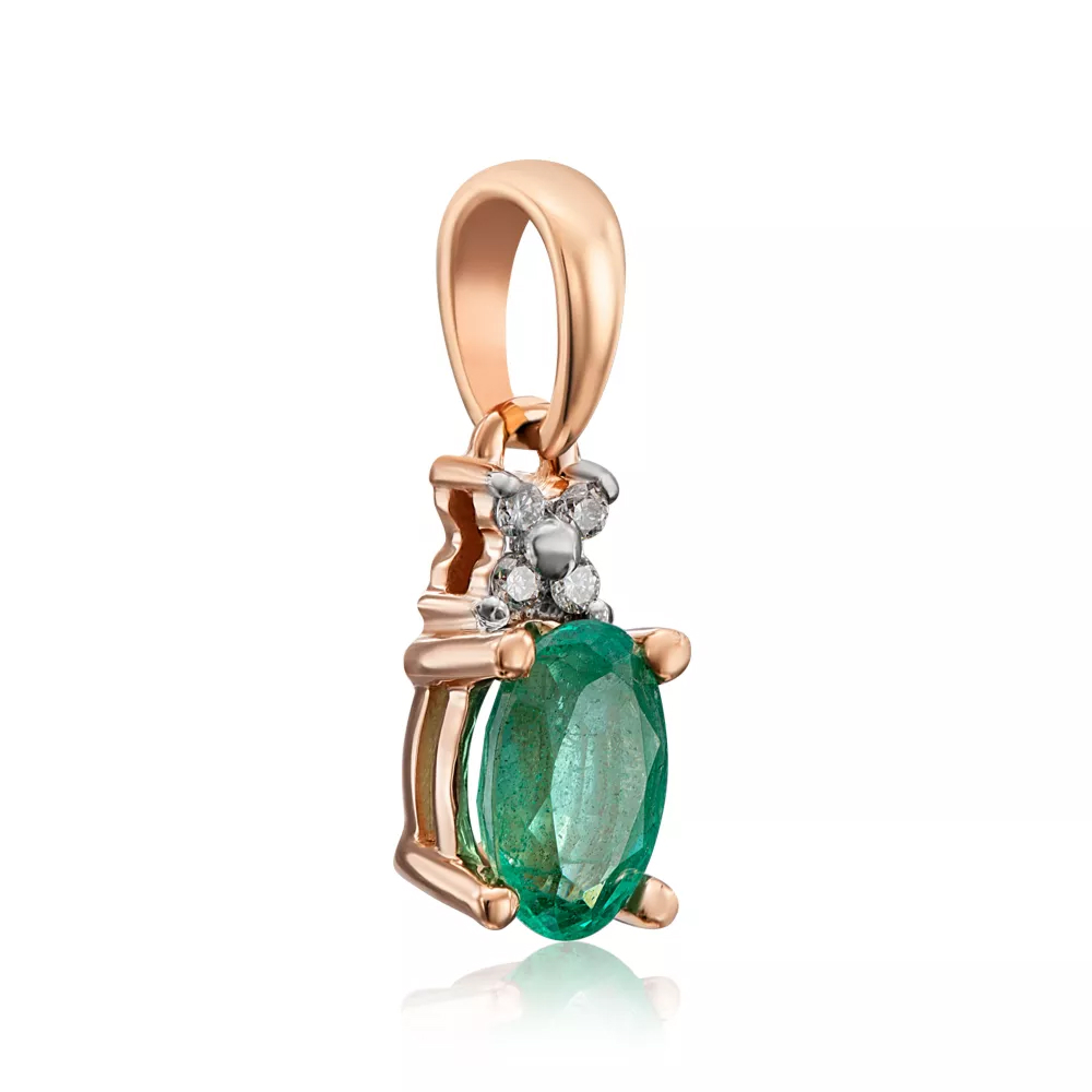 Gold pendant with emerald and diamonds