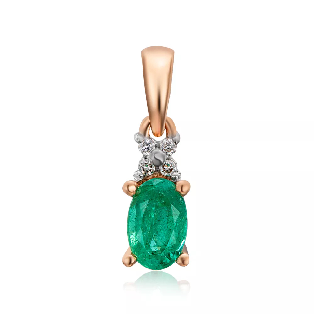 Gold pendant with emerald and diamonds