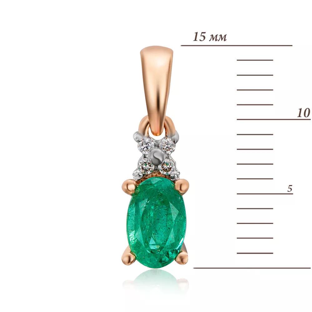 Gold pendant with emerald and diamonds