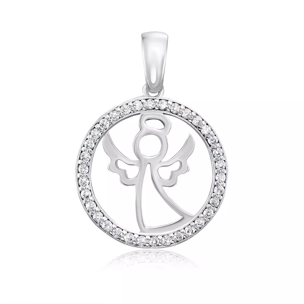 Silver pendant "Angel" with cubic zirconia