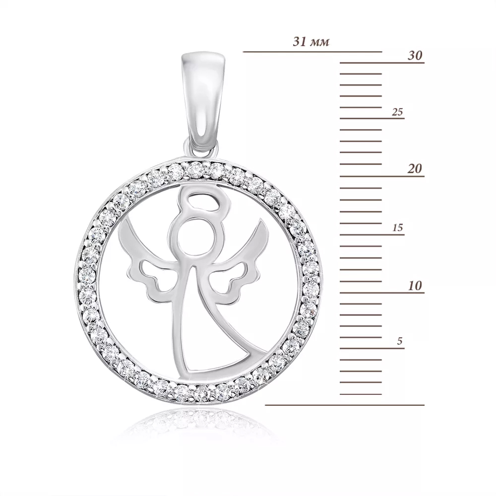 Silver pendant "Angel" with cubic zirconia