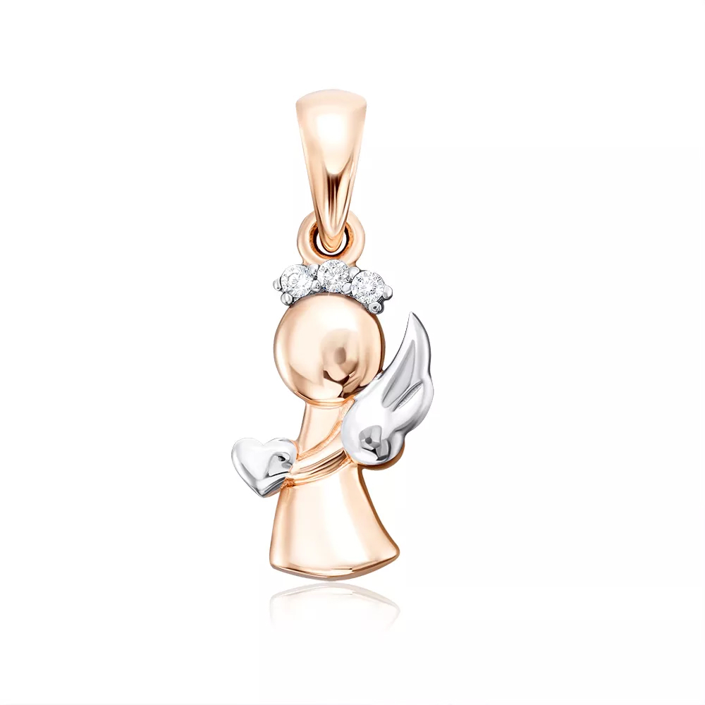 Golden pendant "Angel" with cubic zirconia