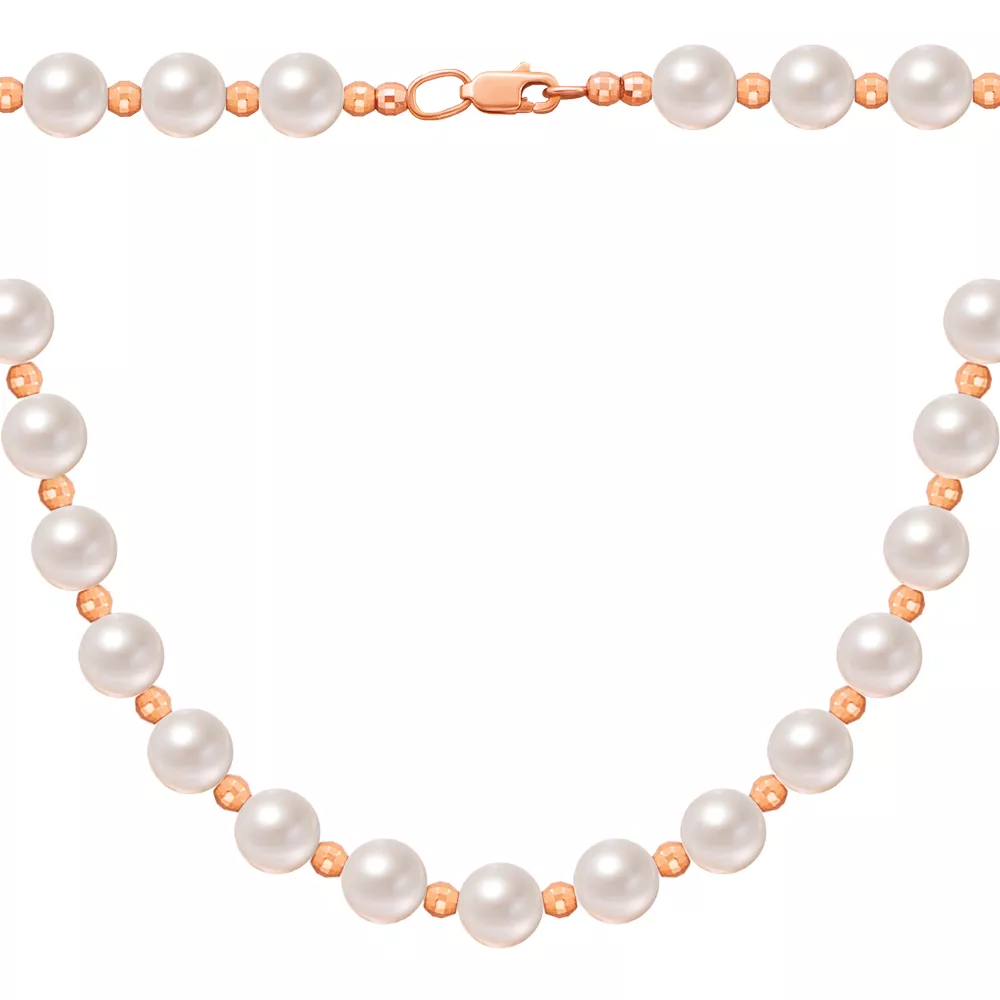 Pearl necklace with gold inserts