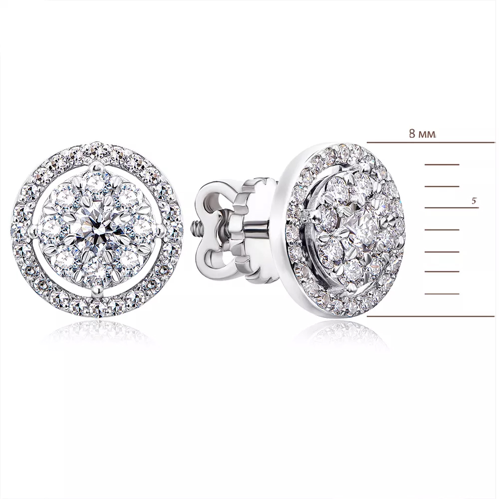 Gold stud earrings with diamonds