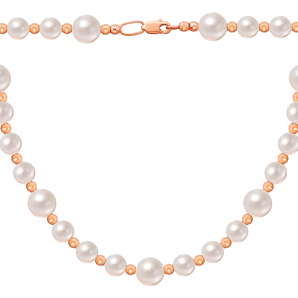 Pearl necklace with gold inserts