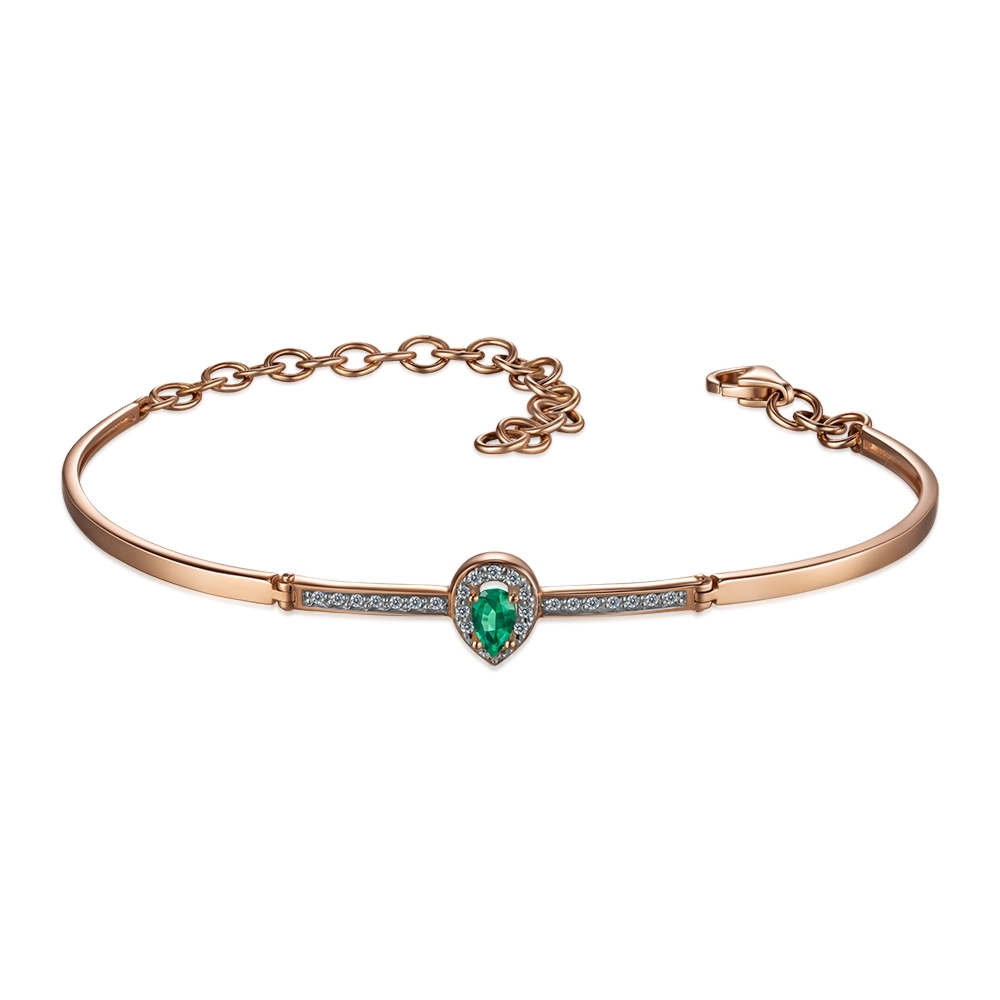 Gold bracelet with emerald and diamonds