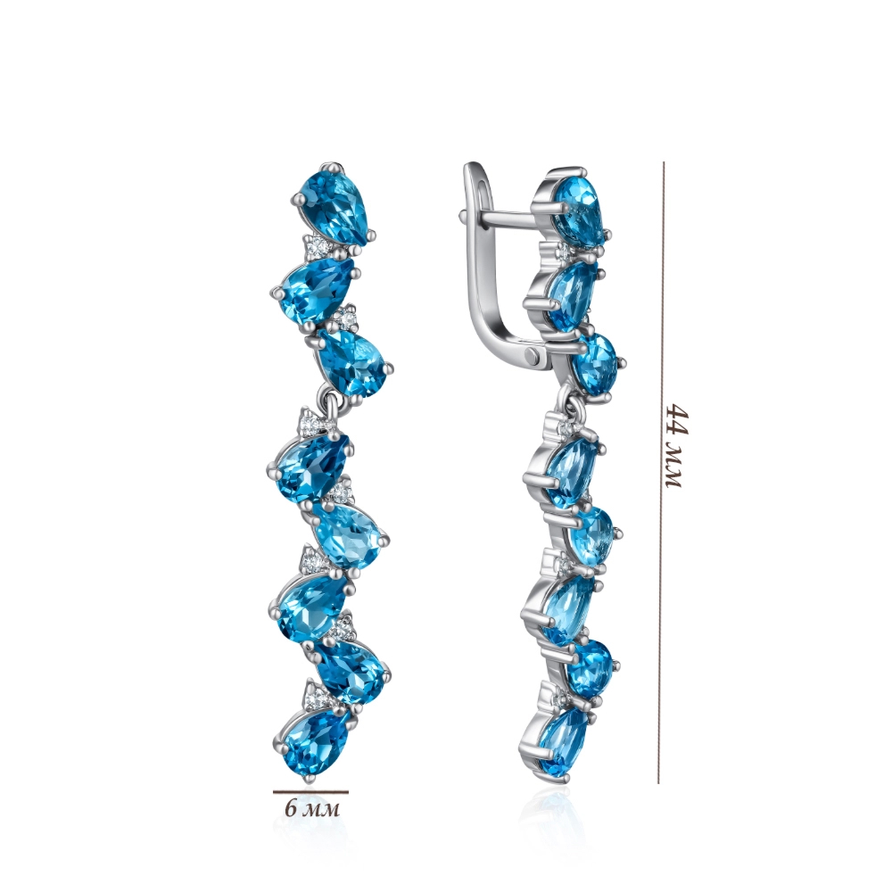 Silver earrings with topaz and cubic zirconia