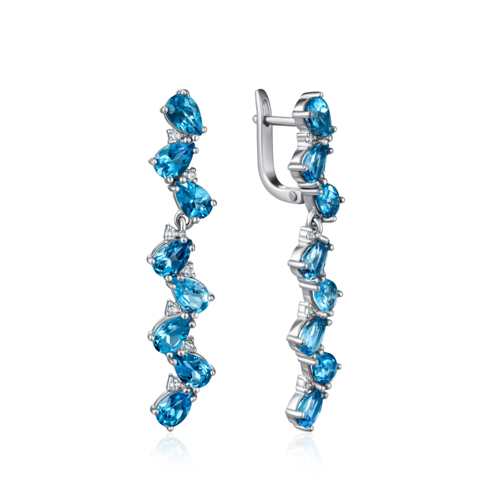 Silver earrings with topaz and cubic zirconia