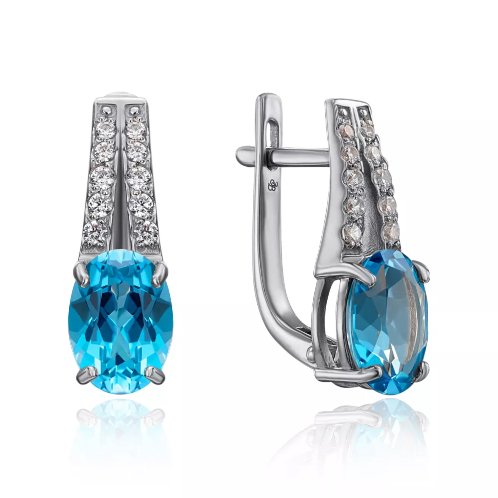 Gold earrings with topaz and cubic zirconia