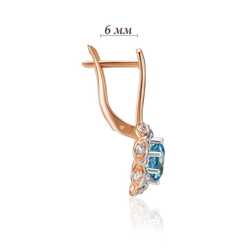 Gold earrings with topaz and cubic zirconia