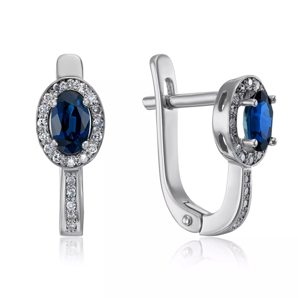 Gold earrings with sapphires and diamonds