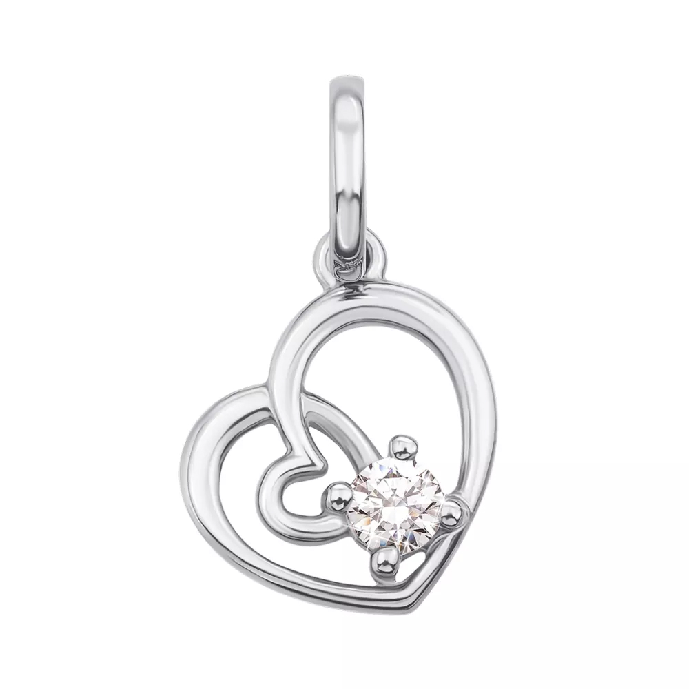 Gold pendant "Heart" with cubic zirconia