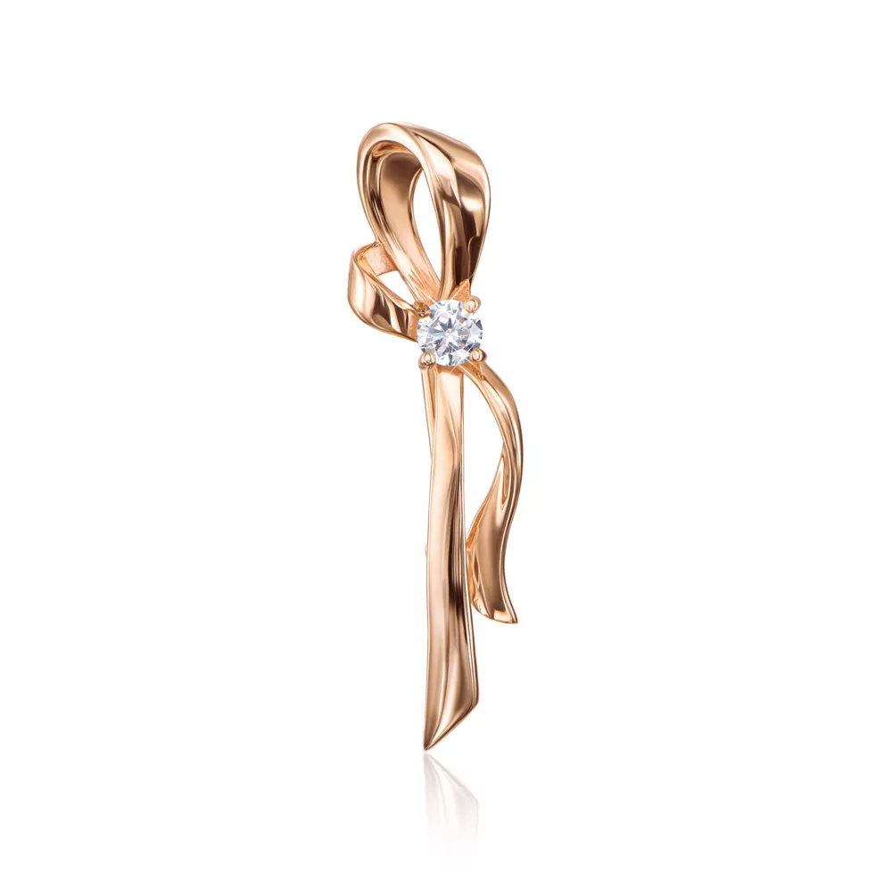 Gold brooch with cubic zirconia