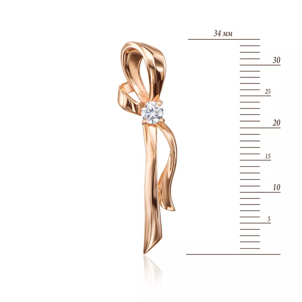 Gold brooch with cubic zirconia