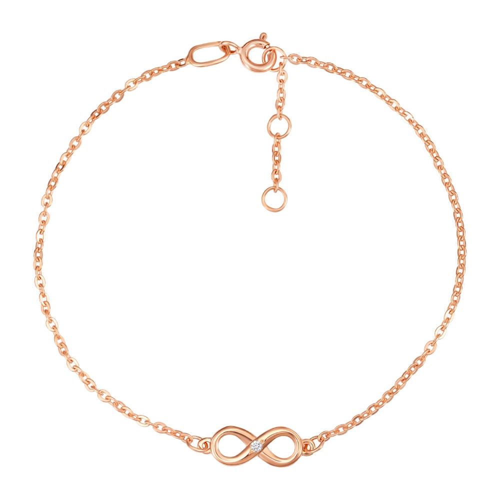 Infinity gold bracelet with a diamond