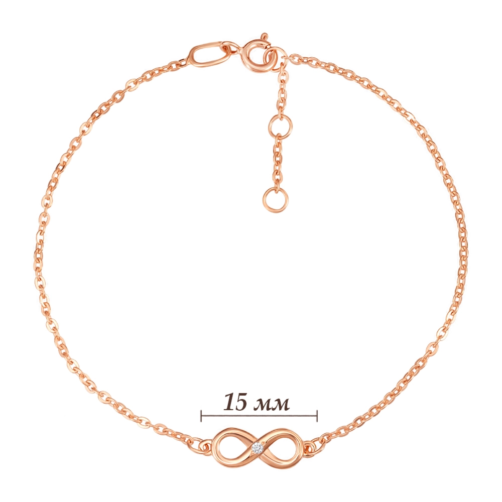 Infinity gold bracelet with a diamond