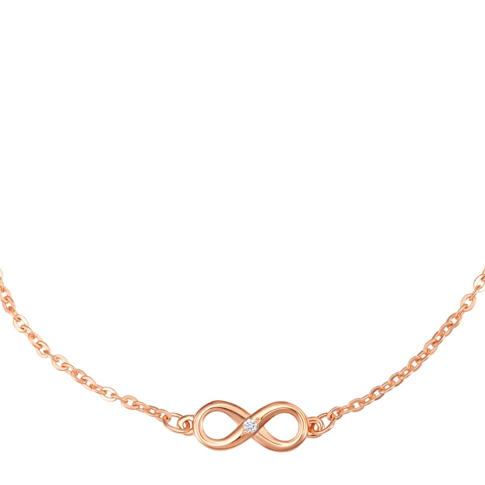 Infinity gold bracelet with a diamond