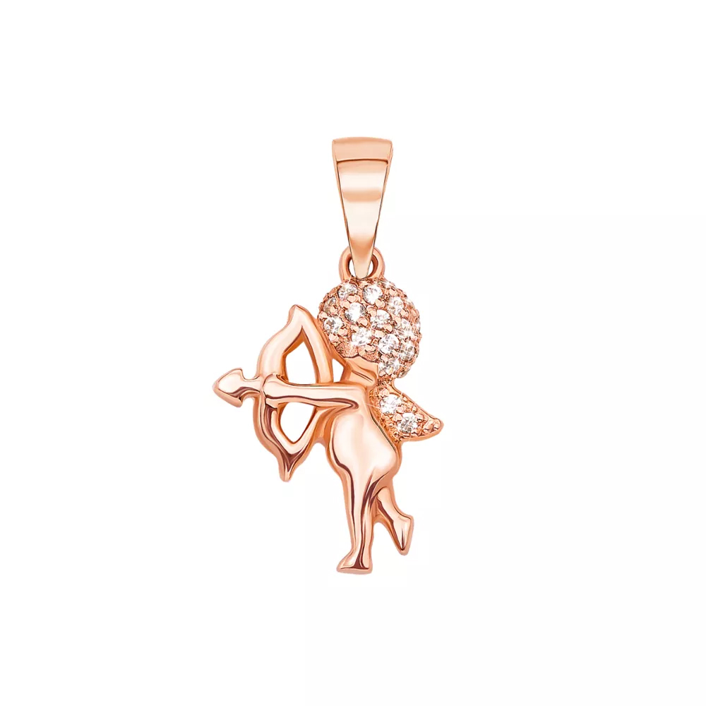 Gold pendant "Cupid" with cubic zirconia