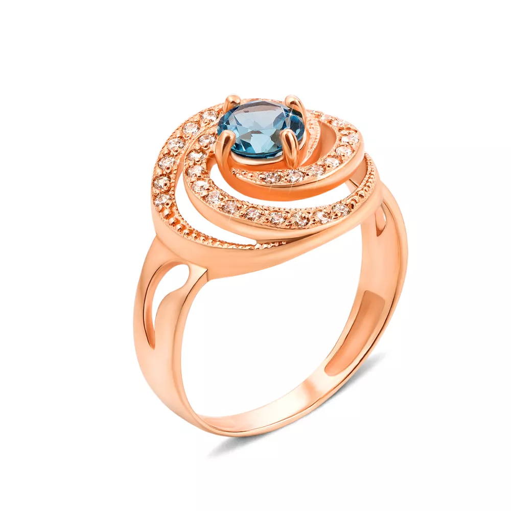 Gold ring with swiss topaz and cubic zirconia