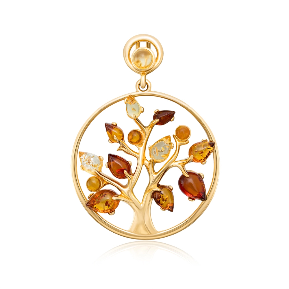 Silver gilt pendant with amber