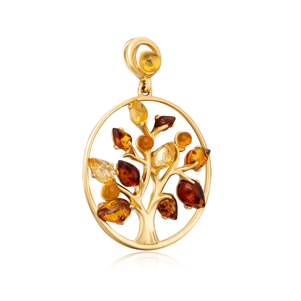 Silver gilt pendant with amber