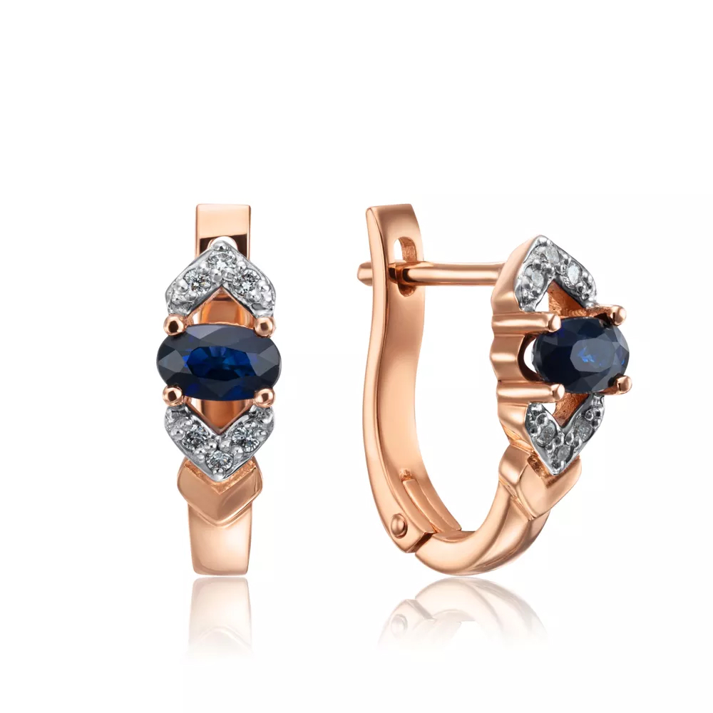 Gold earrings with sapphires and diamonds