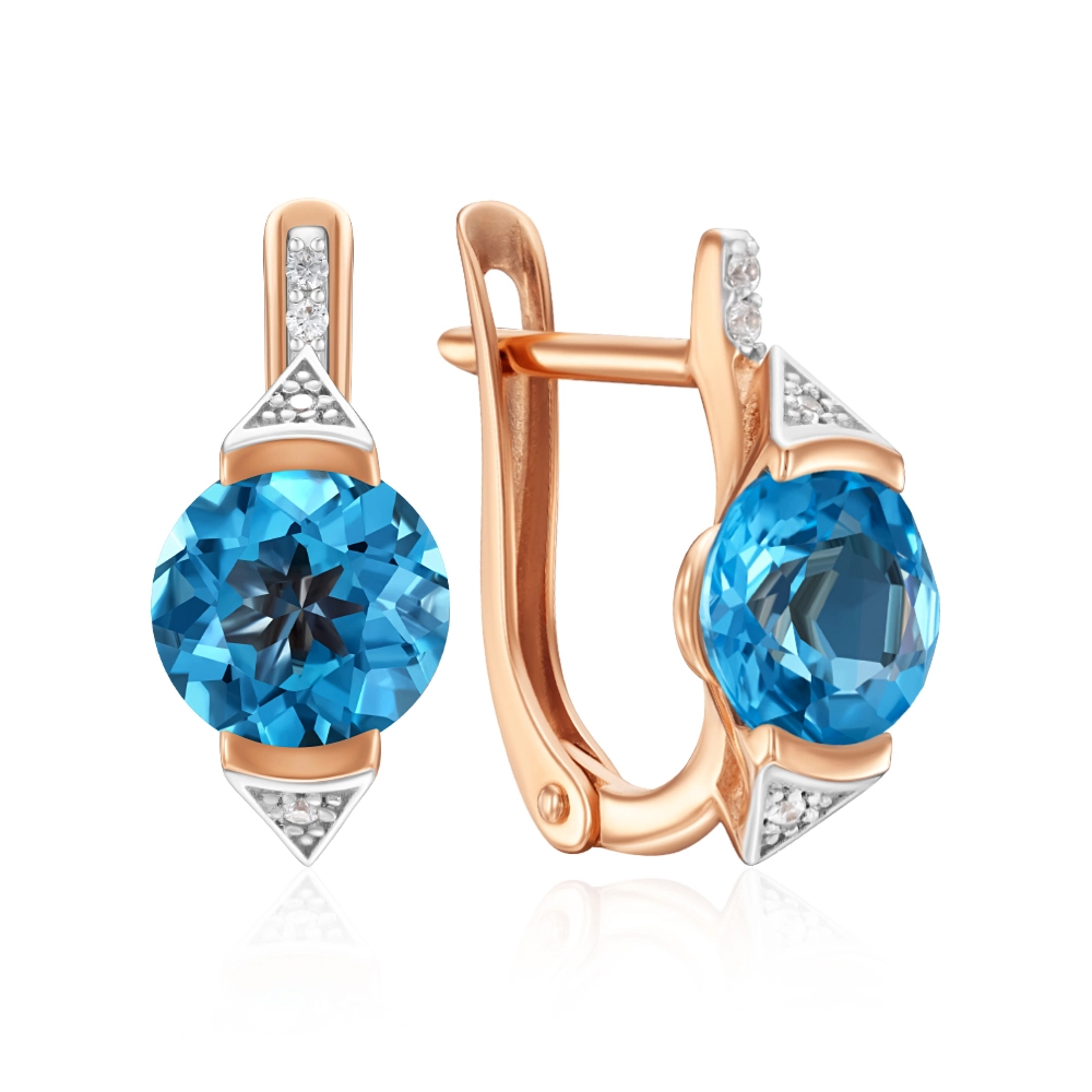 Gold earrings with topaz and cubic zirconia