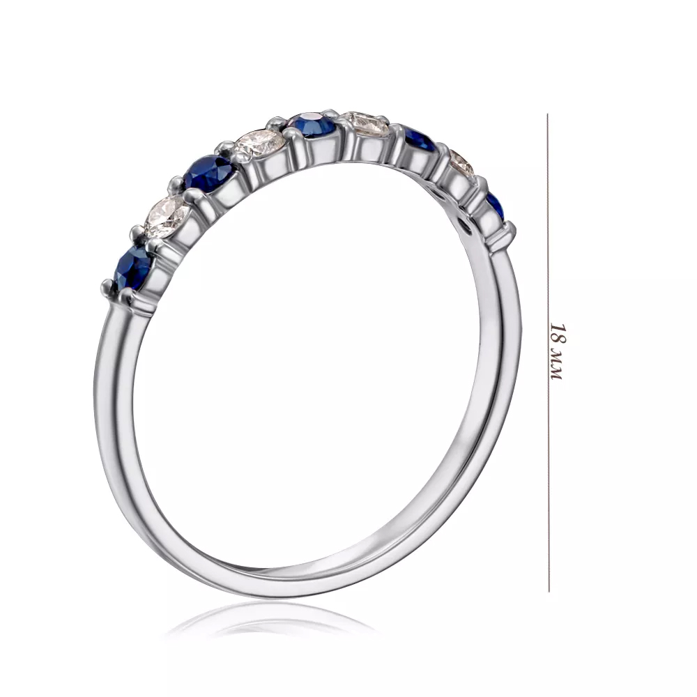 Gold ring with sapphires and diamonds