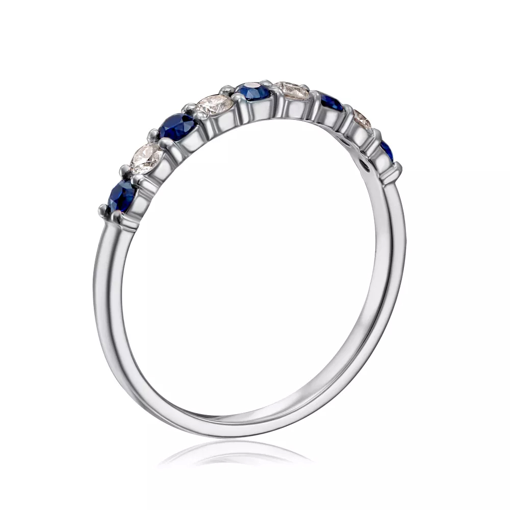 Gold ring with sapphires and diamonds