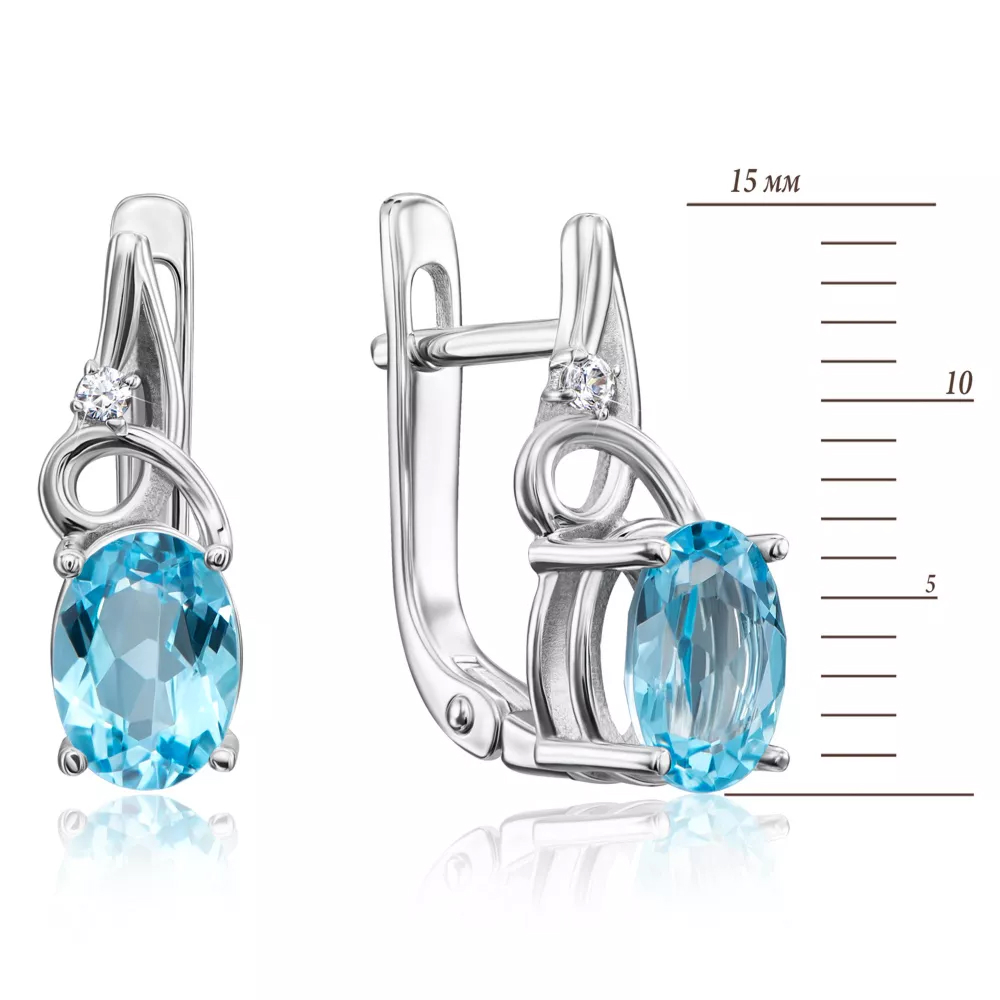 Gold earrings with swiss topaz and cubic zirconia