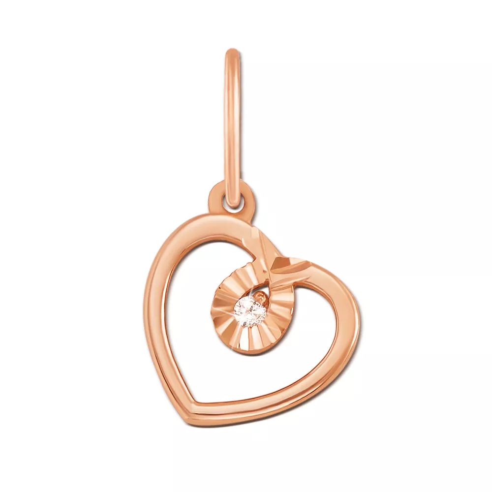 Gold pendant "Heart" with cubic zirconia