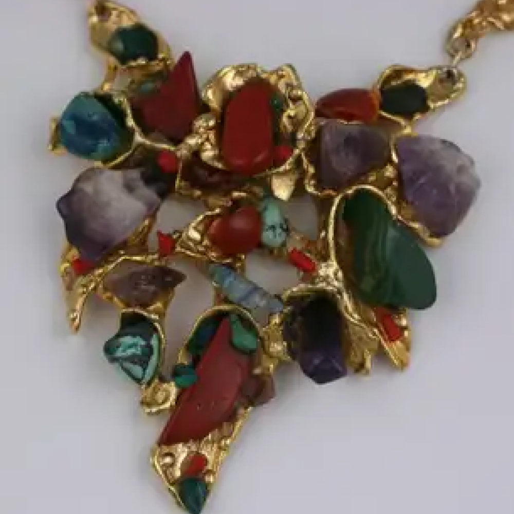 Modernist Necklace Set with Semi Precious stones