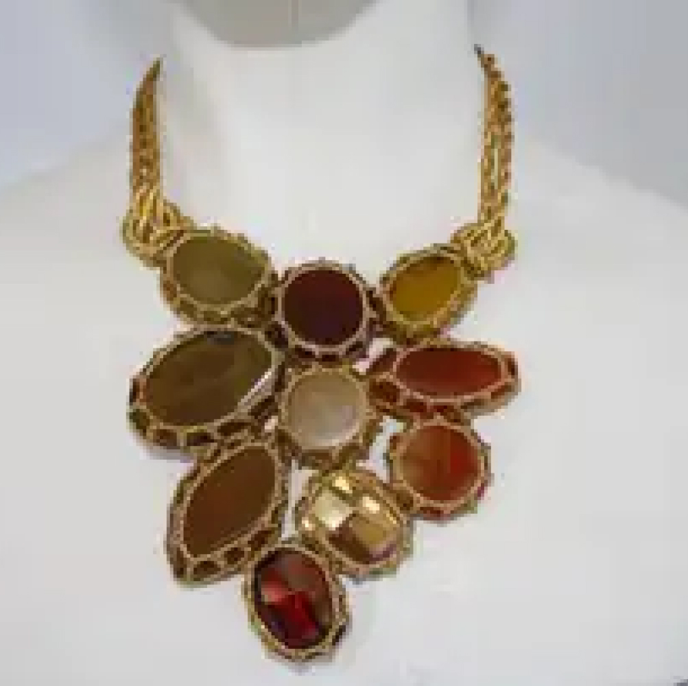 Boks&Baum Earth Tone Semi Precious Statement Necklace