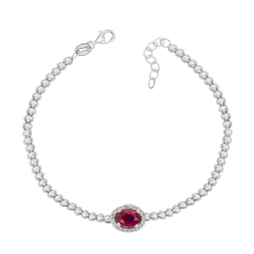 Silver bracelet with a ruby