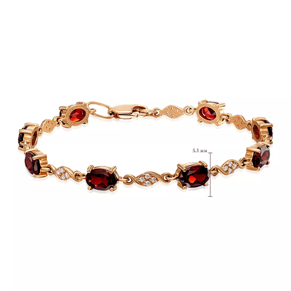 Gold bracelet with ruby and cubic zirconia