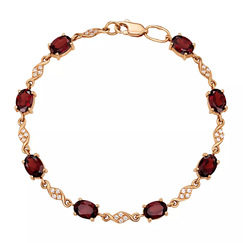 Gold bracelet with ruby and cubic zirconia