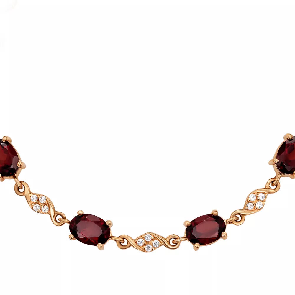 Gold bracelet with ruby and cubic zirconia