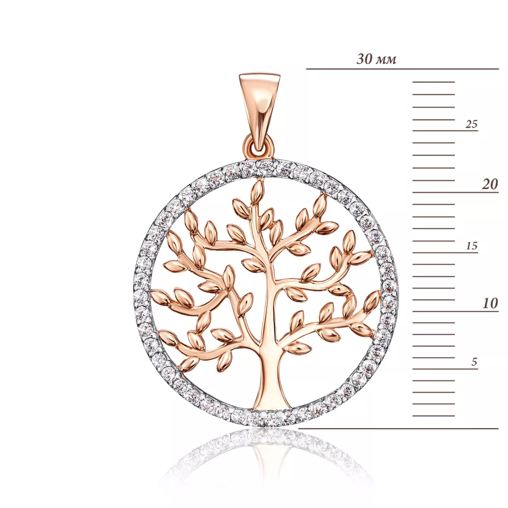 Gold pendant "Tree of Life" with cubic zirconia