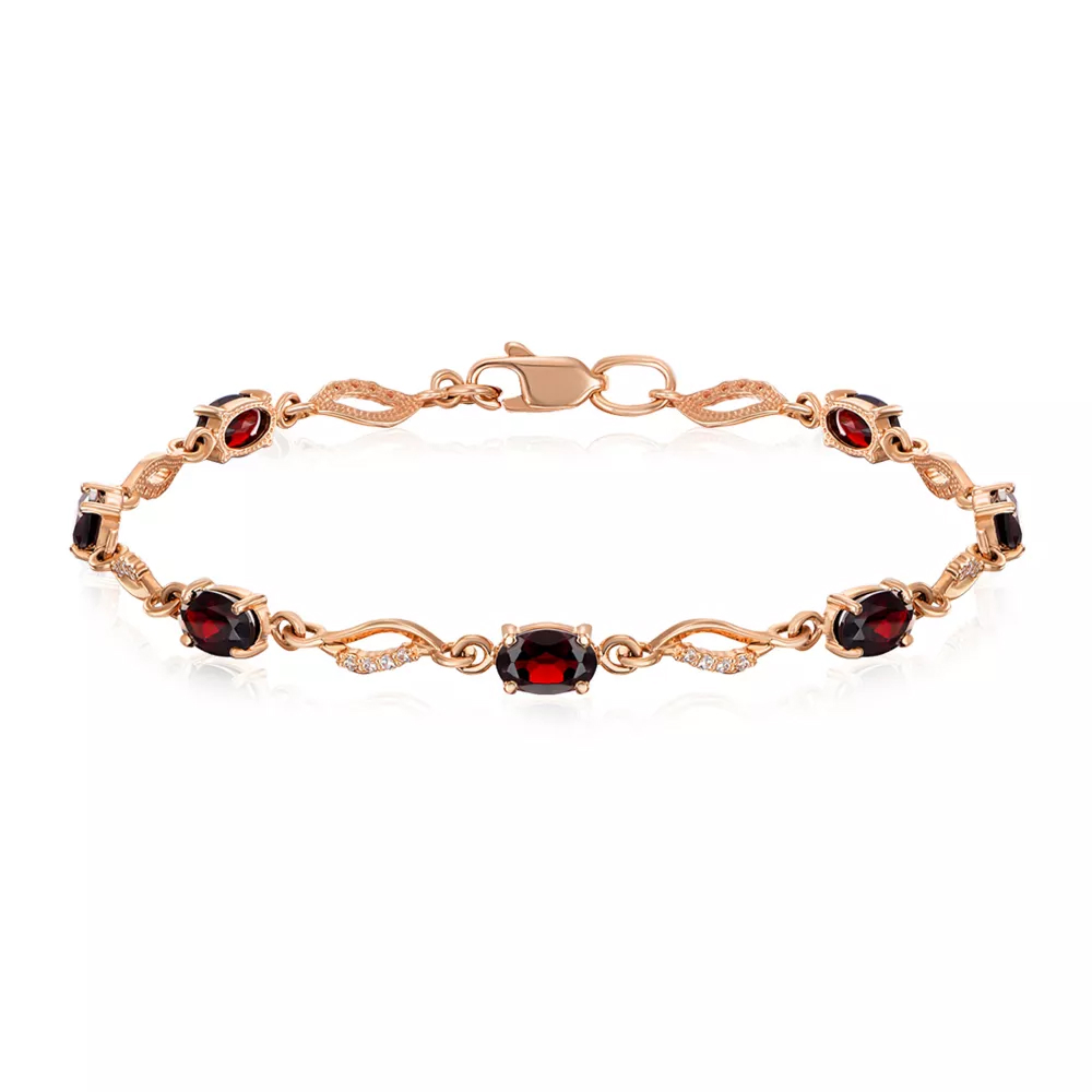 Gold bracelet with ruby  and cubic zirconia