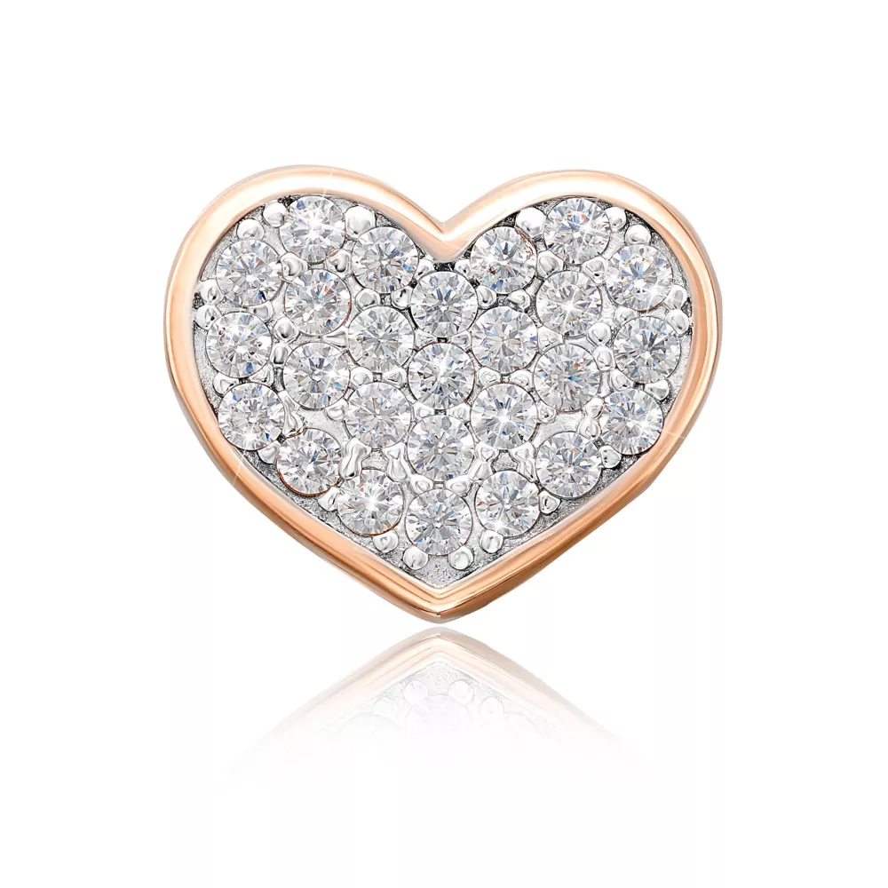 Gold charm pendant "Heart" with cubic zirconia