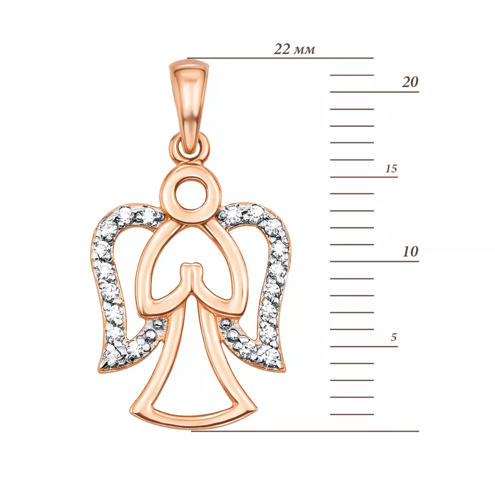 Golden pendant "Angel" with cubic zirconia