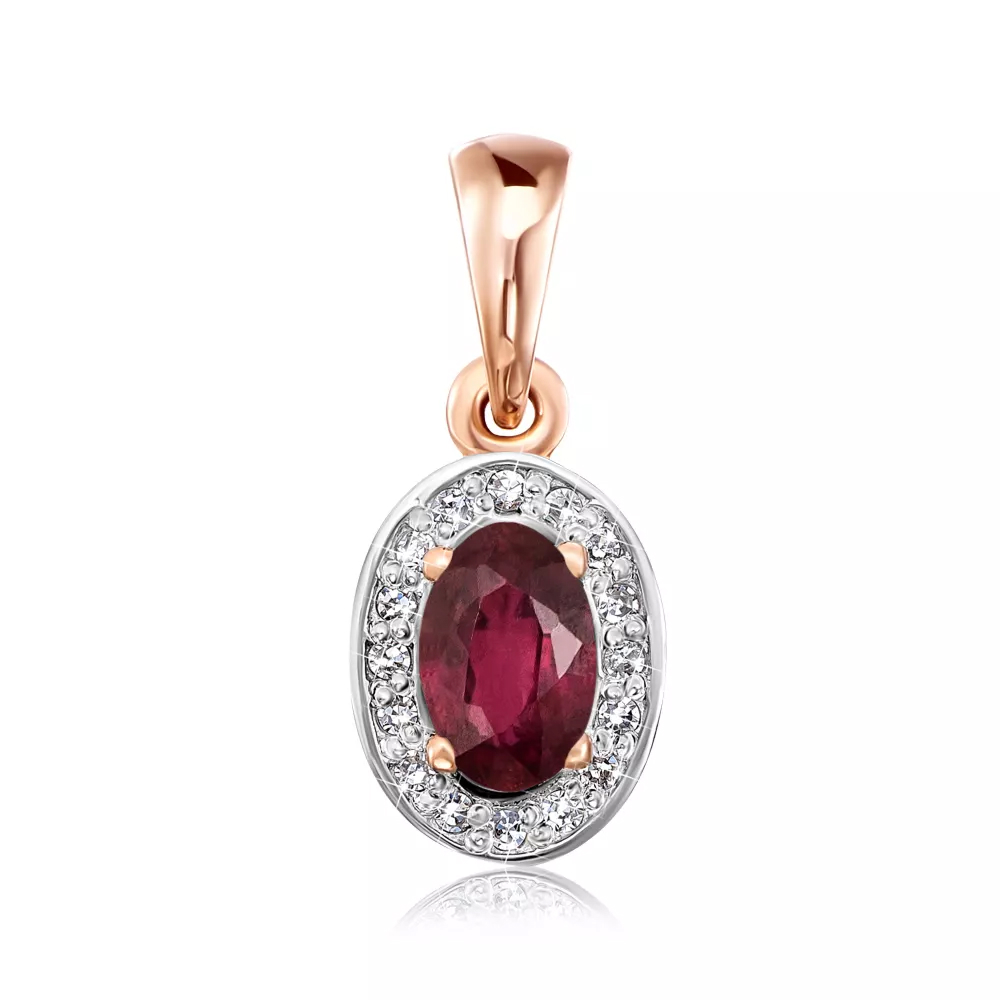 Gold pendant with ruby ​​and diamonds