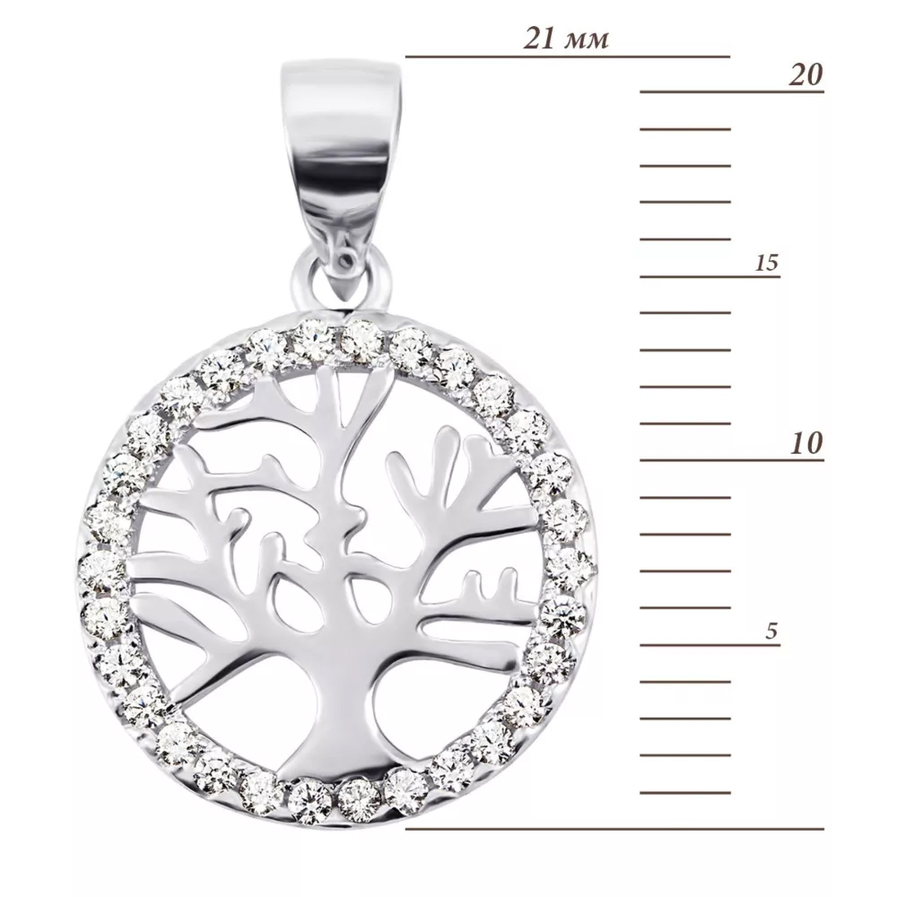 Silver pendant Tree with cubic zirconia