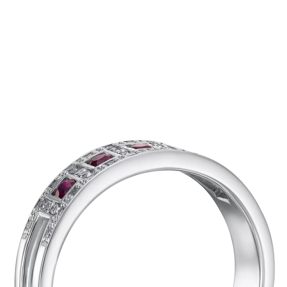 Gold ring with diamonds and rubies