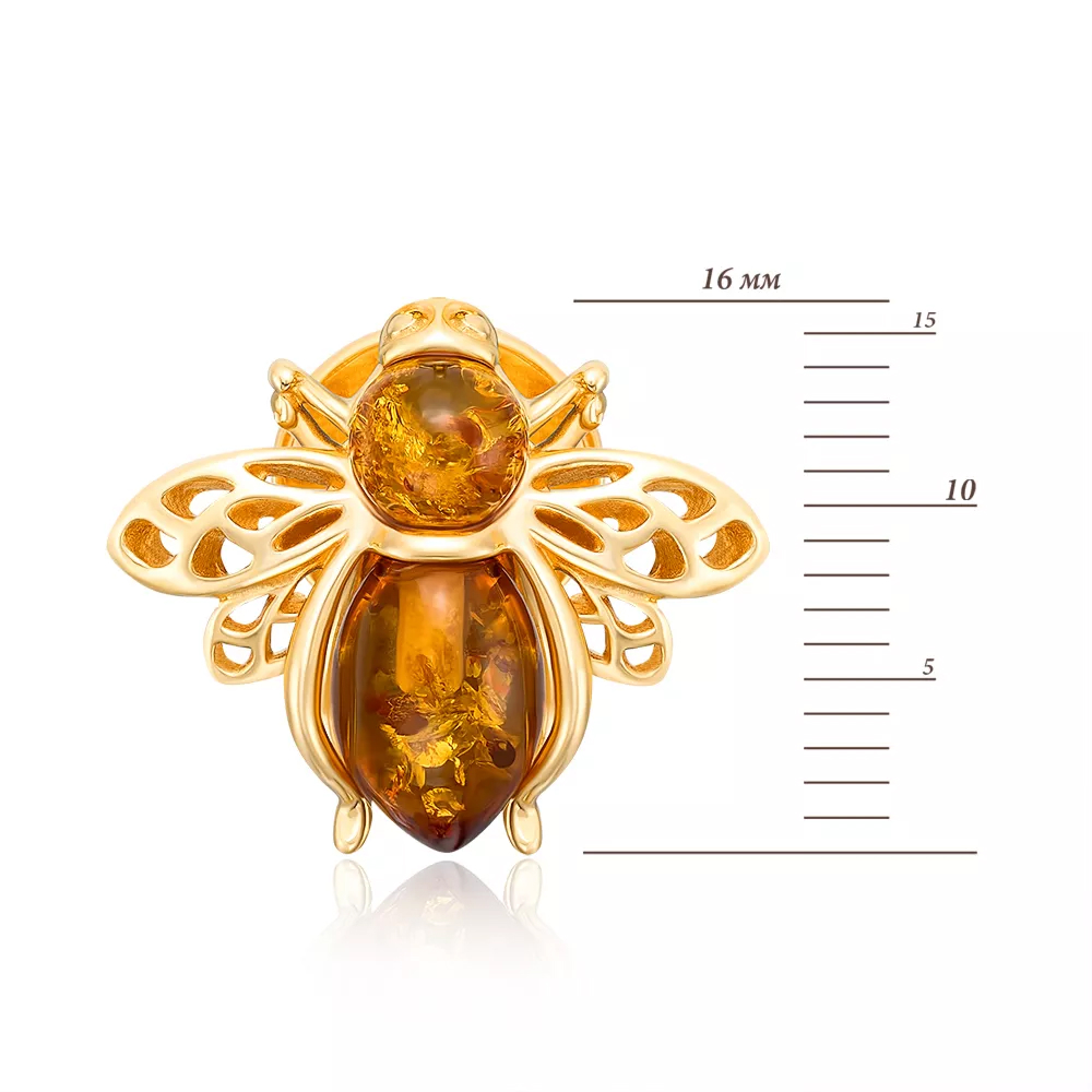 Silver gilt brooch with amber